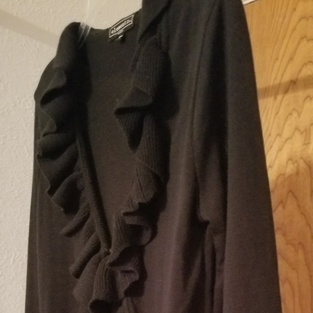 Cropped Ruffled Cardigan Sweater